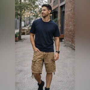 Jordan Craig Cargo Shorts Men’s Tan Khaki Utility Pocket Shorts Size 32